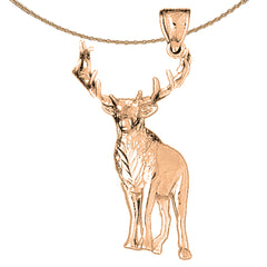 10K, 14K or 18K Gold Elk Pendant