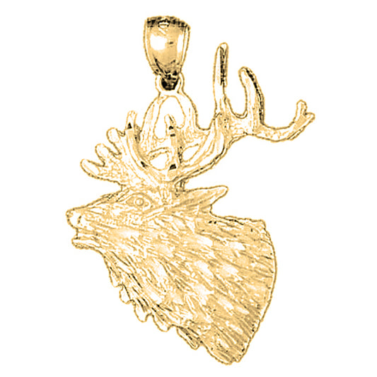 10K, 14K or 18K Gold Elk Pendant