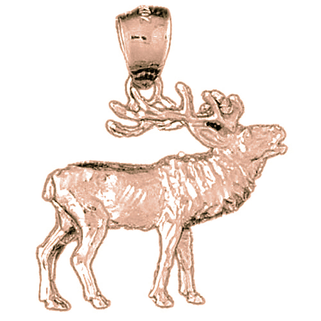10K, 14K or 18K Gold 3D Elk Pendant