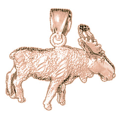 10K, 14K or 18K Gold 3D Moose Pendant