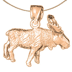 3D-Elchanhänger aus 10 Karat, 14 Karat oder 18 Karat Gold