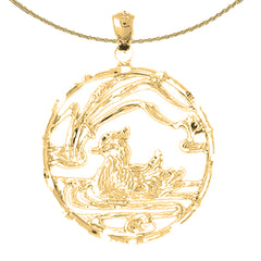 10K, 14K or 18K Gold Duck In Pond Pendant