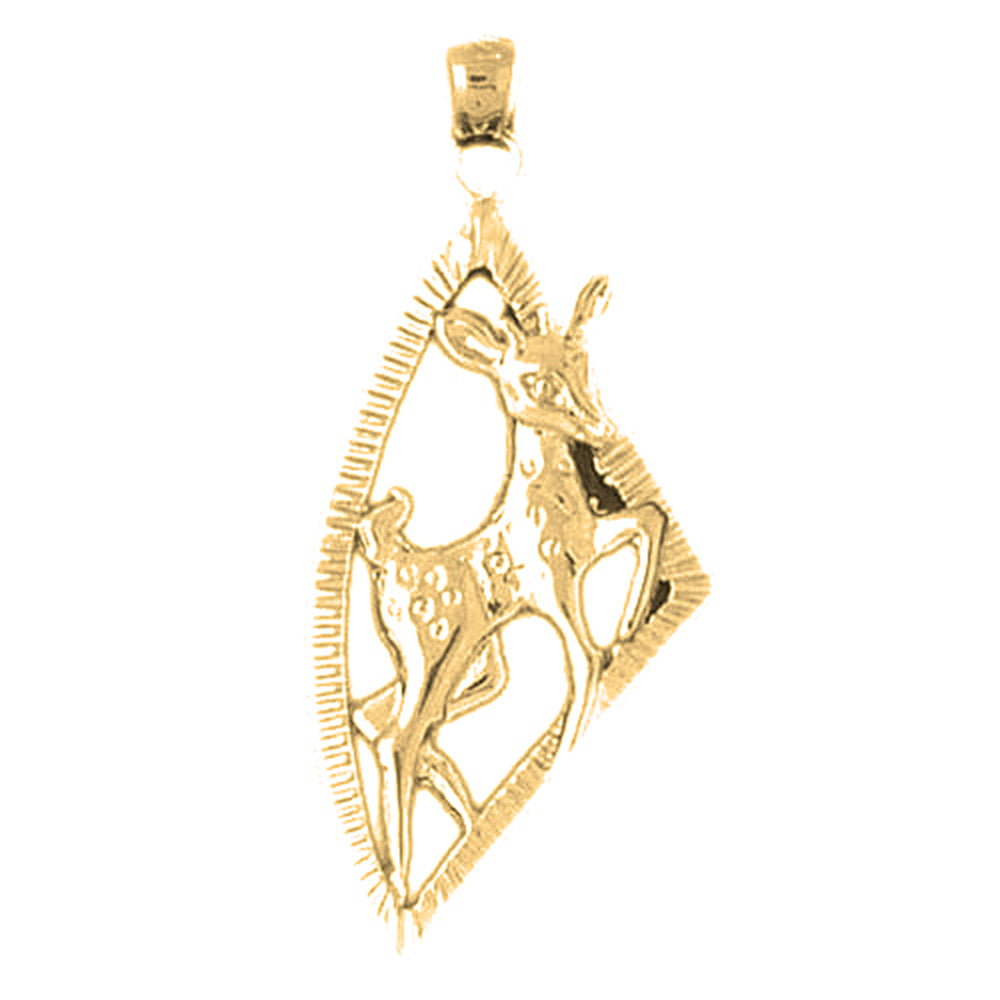10K, 14K or 18K Gold Deer Pendant