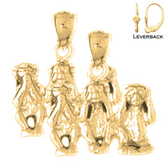 14K or 18K Gold 3D Three Wise Monkey