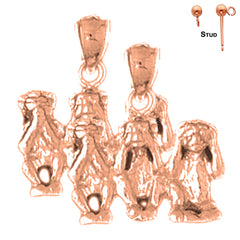 14K or 18K Gold 3D Three Wise Monkey