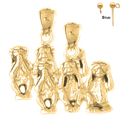 14K or 18K Gold 3D Three Wise Monkey