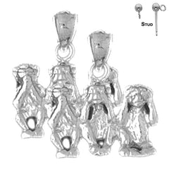 14K or 18K Gold 3D Three Wise Monkey