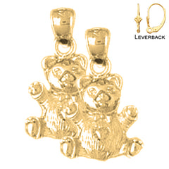 14K or 18K Gold 3D Teddy Bear Earrings