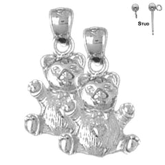 14K or 18K Gold 3D Teddy Bear Earrings