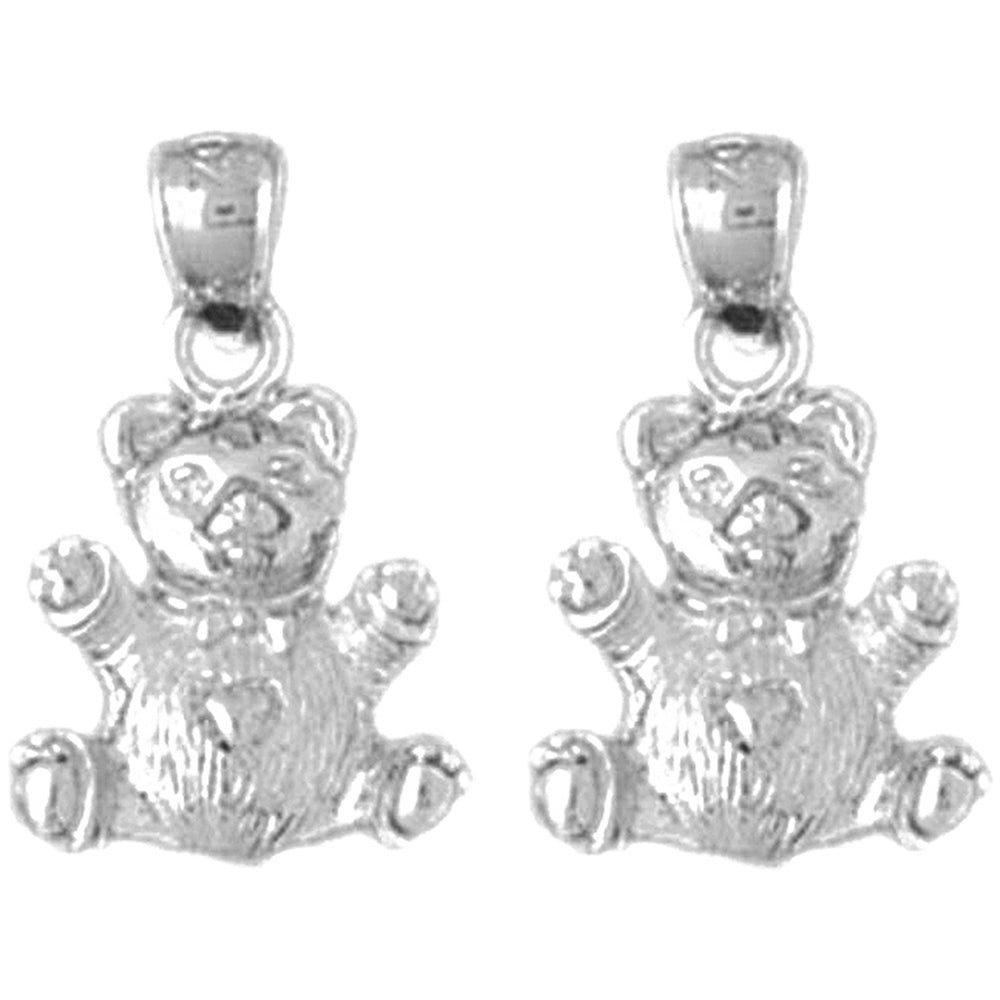 14K or 18K Gold 20mm 3D Teddy Bear Earrings