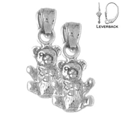 14K or 18K Gold 3D Teddy Bear Earrings