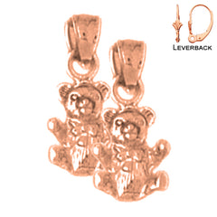 14K or 18K Gold 3D Teddy Bear Earrings