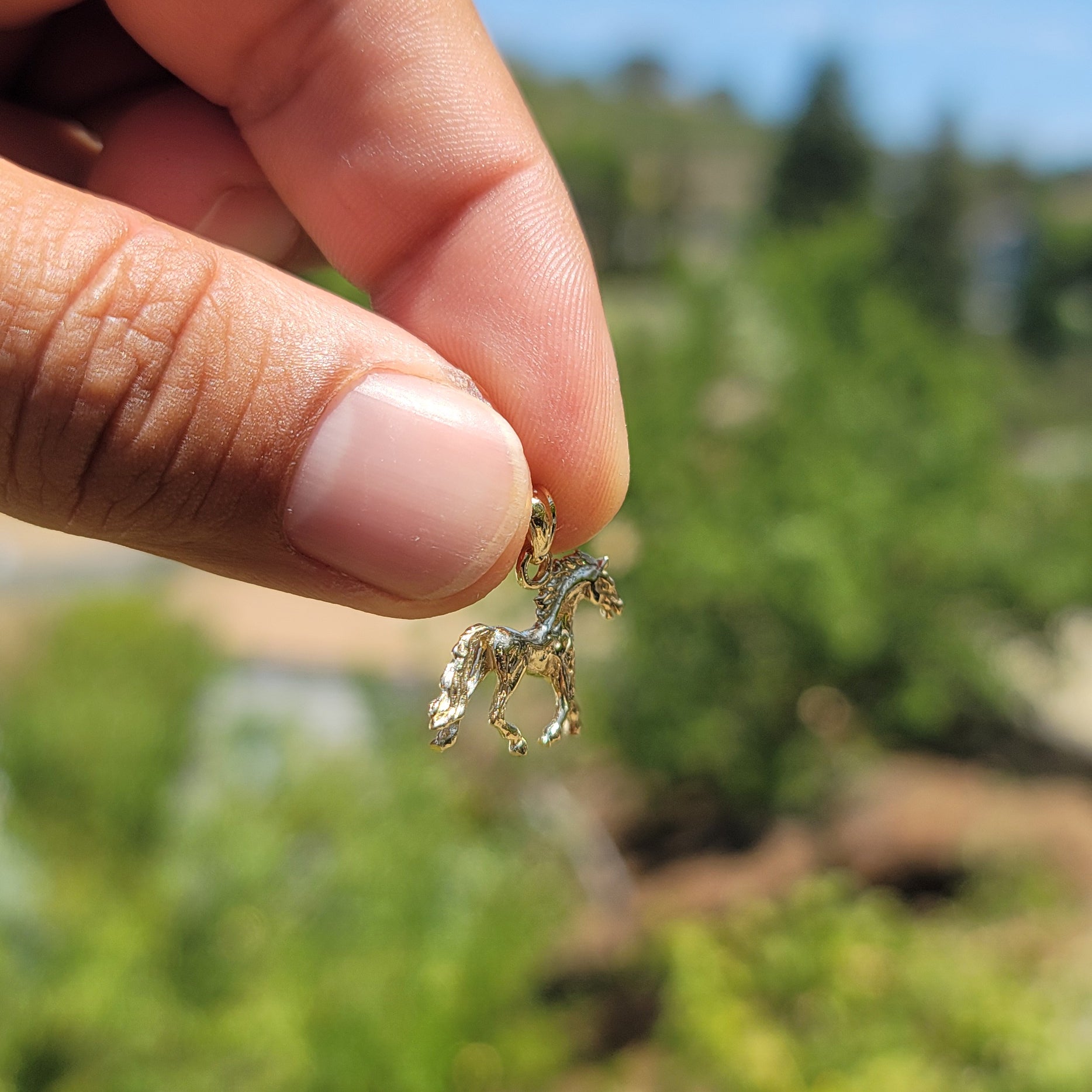 10K, 14K or 18K Gold 3D Mustang Pendant