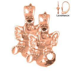 14K or 18K Gold 3D Elephant Earrings