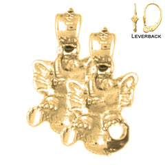 14K or 18K Gold 3D Elephant Earrings