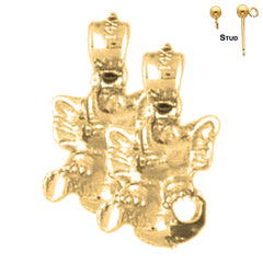 14K or 18K Gold 3D Elephant Earrings