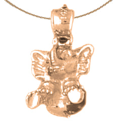 10K, 14K or 18K Gold 3D Elephant Pendant