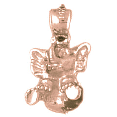 10K, 14K or 18K Gold 3D Elephant Pendant