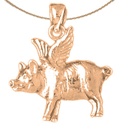 10K, 14K or 18K Gold Flying Pig Pendant