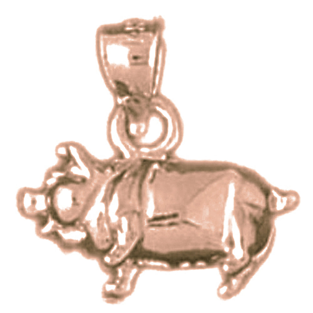 10K, 14K or 18K Gold 3D Hog Pendant