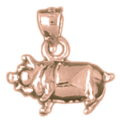 10K, 14K or 18K Gold 3D Hog Pendant