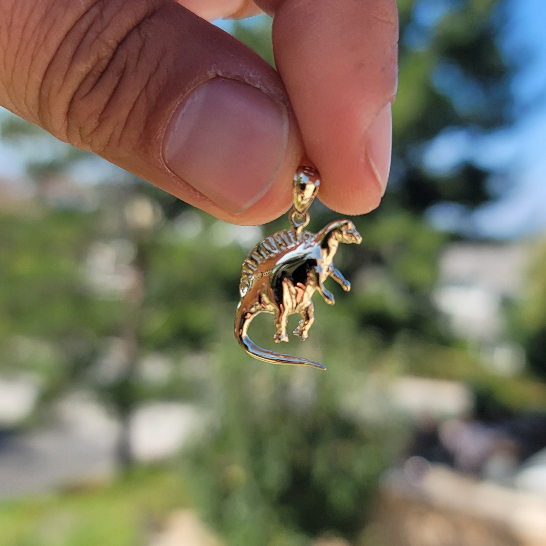 14K or 18K Gold Spinosaurus Dinosaur Pendant