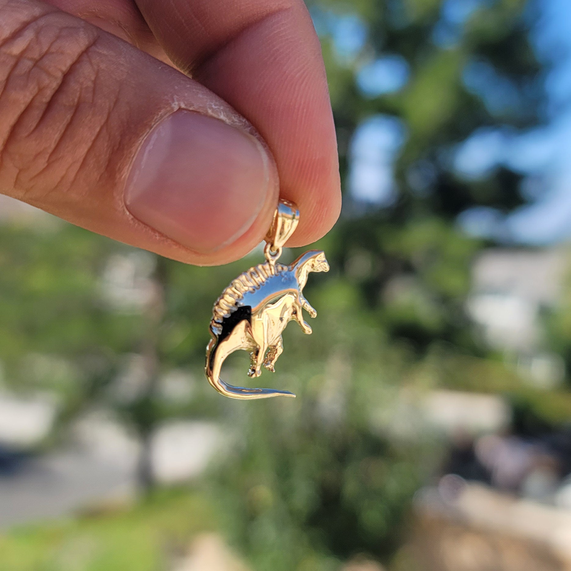 14K or 18K Gold Spinosaurus Dinosaur Pendant
