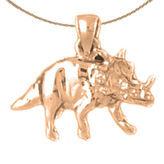 14K or 18K Gold Triceratops Dinosaur Pendant