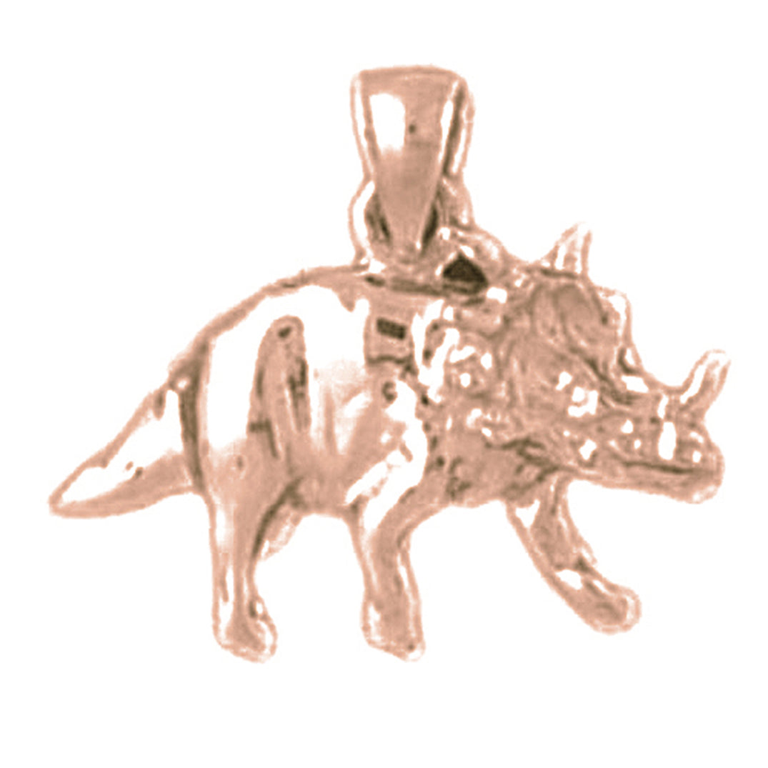 14K or 18K Gold Triceratops Dinosaur Pendant
