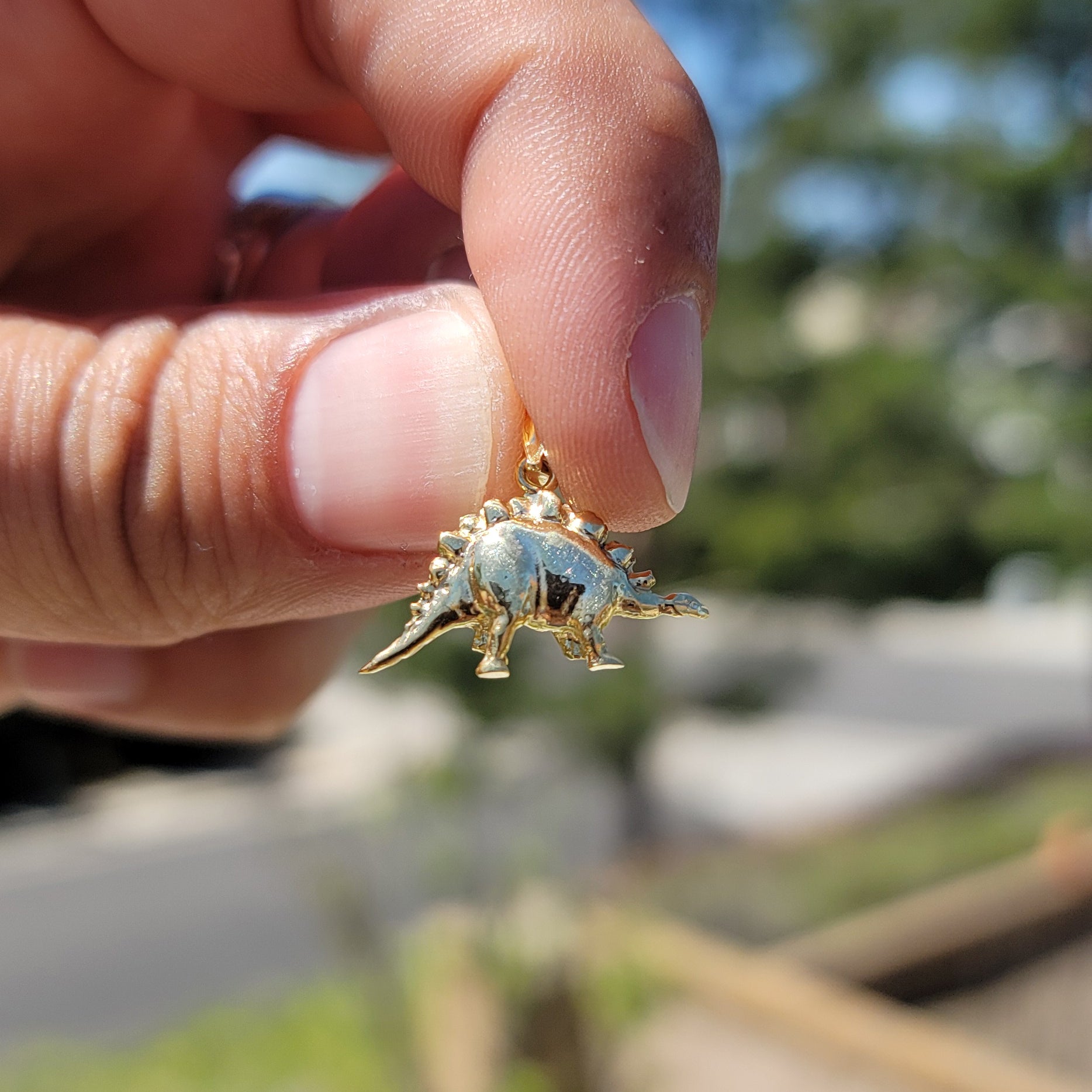 14K or 18K Gold Stegosaurus Dinosaur Pendant