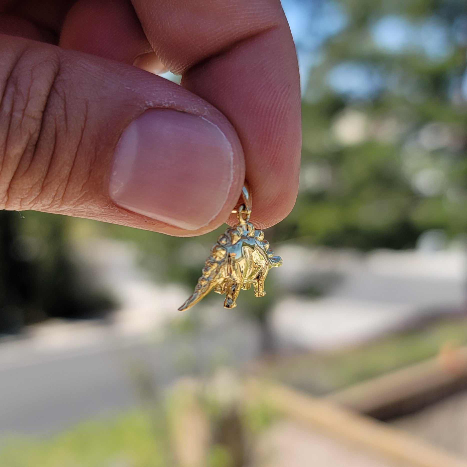 14K or 18K Gold Stegosaurus Dinosaur Pendant