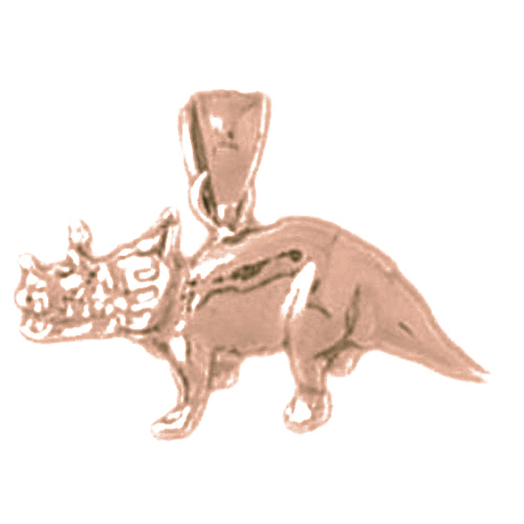 14K or 18K Gold Triceratops Dinosaur Pendant