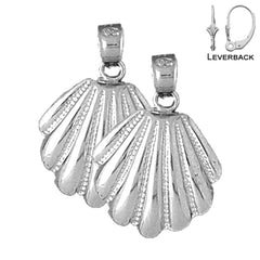 Muschelohrringe aus Sterlingsilber, 25 mm, (weiß- oder gelbvergoldet)