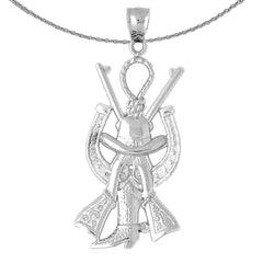 Colgante de sombrero de vaquero, herradura, soga y pistolas de oro de 10K, 14K o 18K