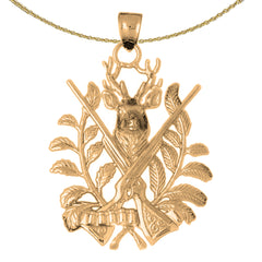 Colgante de cabeza de ciervo y pistolas de oro de 10K, 14K o 18K