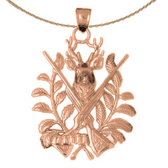 Colgante de cabeza de ciervo y pistolas de oro de 10K, 14K o 18K