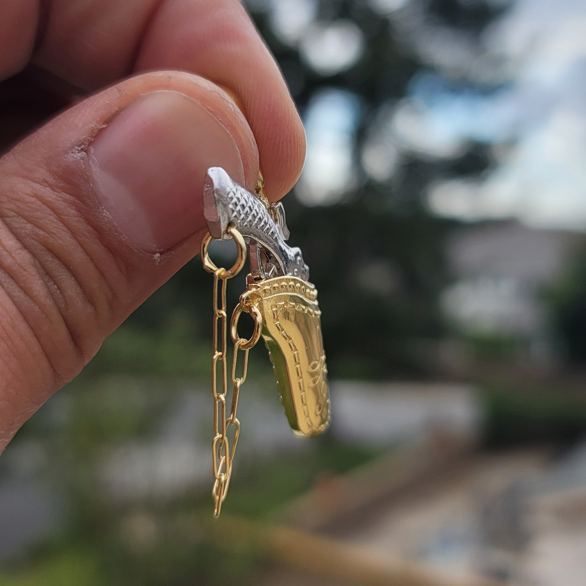 10K, 14K or 18K Gold 3D Revolver Gun And Holster Pendant