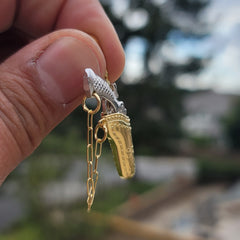 10K, 14K or 18K Gold 3D Revolver Gun And Holster Pendant