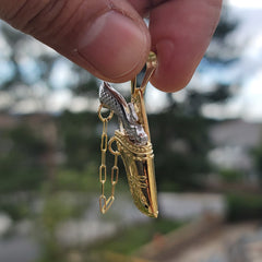 10K, 14K oder 18K Gold 3D Revolver Pistole und Holster Anhänger