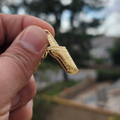 10K, 14K oder 18K Gold 3D Revolver Pistole und Holster Anhänger