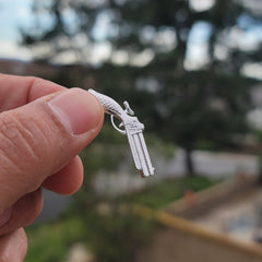 10K, 14K oder 18K Gold 3D Revolver Pistole und Holster Anhänger