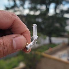 10K, 14K oder 18K Gold 3D Revolver Pistole und Holster Anhänger