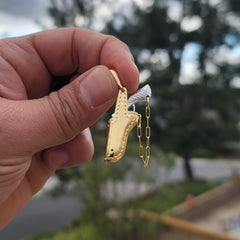 10K, 14K oder 18K Gold 3D Revolver Pistole und Holster Anhänger