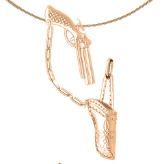 10K, 14K oder 18K Gold 3D Revolver Pistole und Holster Anhänger