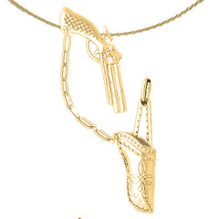 10K, 14K oder 18K Gold 3D Revolver Pistole und Holster Anhänger