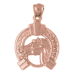 10K, 14K or 18K Gold Horse Shoe And Horse Pendant