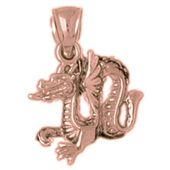10K, 14K or 18K Gold 3D Dragon Pendant
