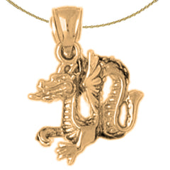 10K, 14K or 18K Gold 3D Dragon Pendant