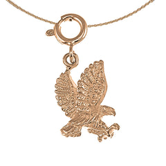 Colgante de águila 3D de oro de 14 quilates o 18 quilates
