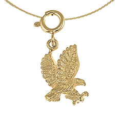 Colgante de águila 3D de oro de 14 quilates o 18 quilates